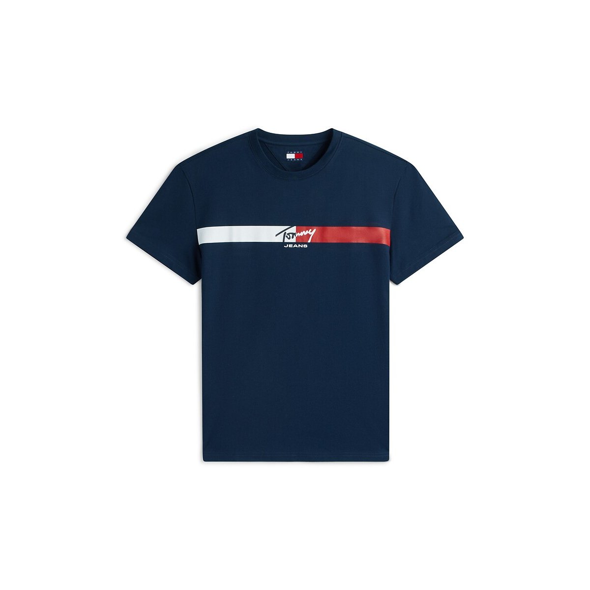 T-shirt Signature a maniche corte blu scuro, TOMMY JEANS