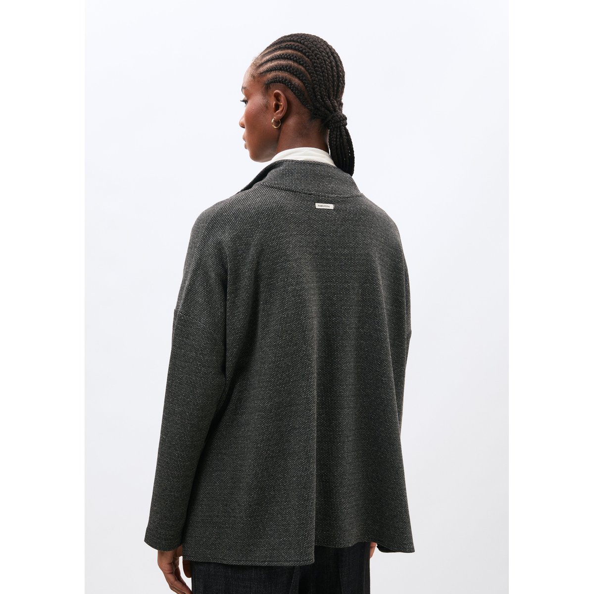 Sweat en jersey à motif pied de puces manches longues anthracite, HUMILITY