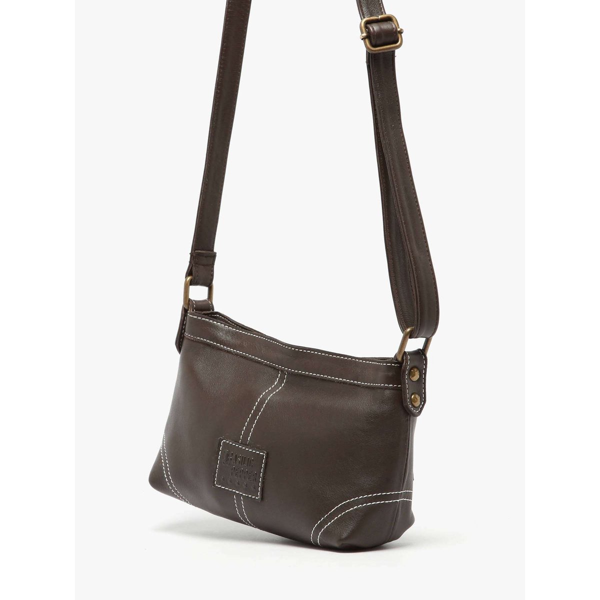 Sac bandoulière Seam cuir new brown, BASILIC PEPPER