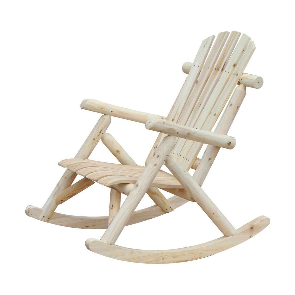 Fauteuil De Jardin Rocking Chair Bois De Pin marron, OUTSUNNY