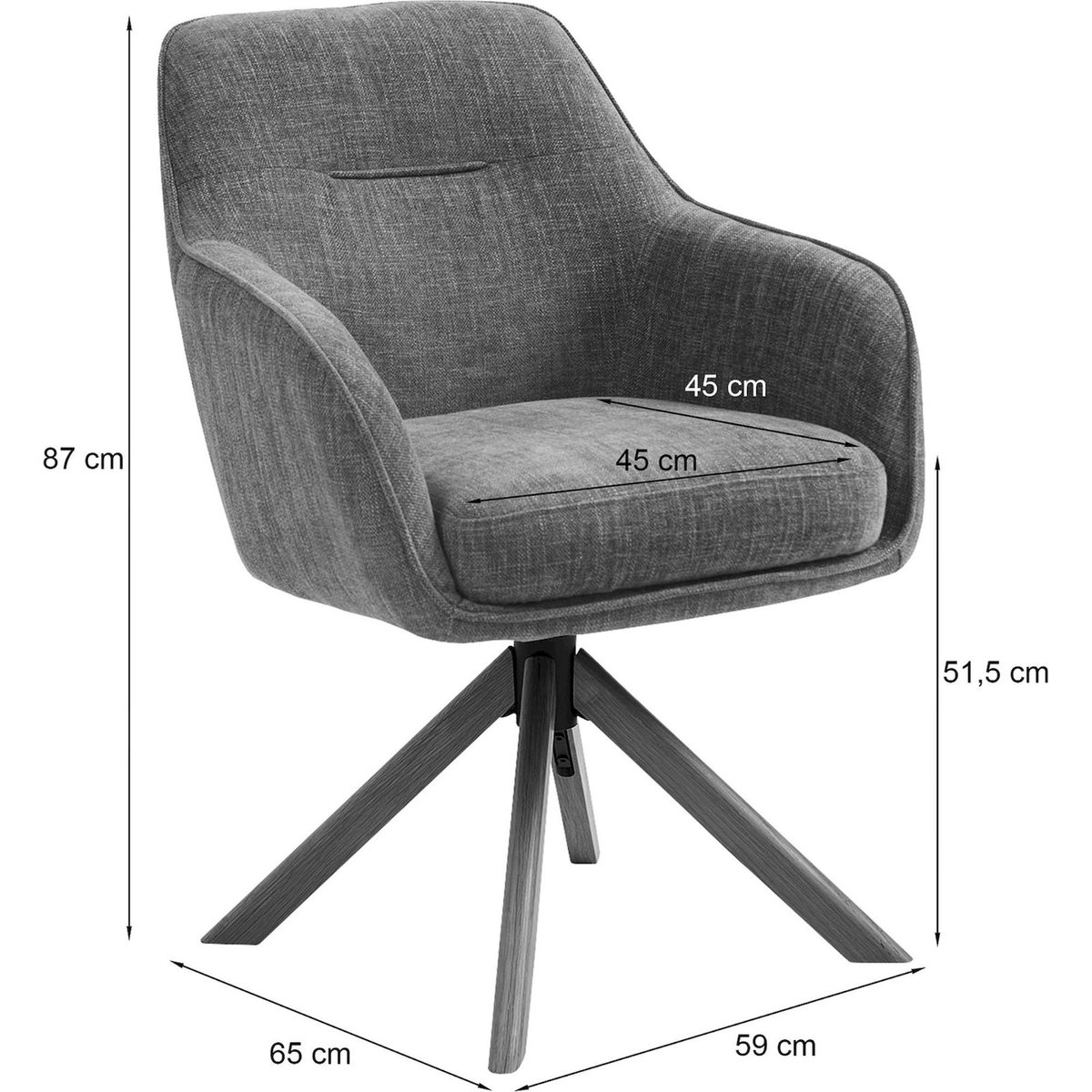 Fauteuil pivotant collection TRIESTON gris chiné, RECOLLECTION