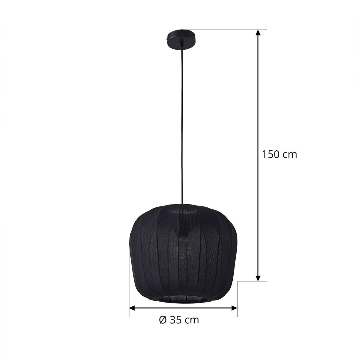 Suspension en textile moderne, Helin noir, LINDBY