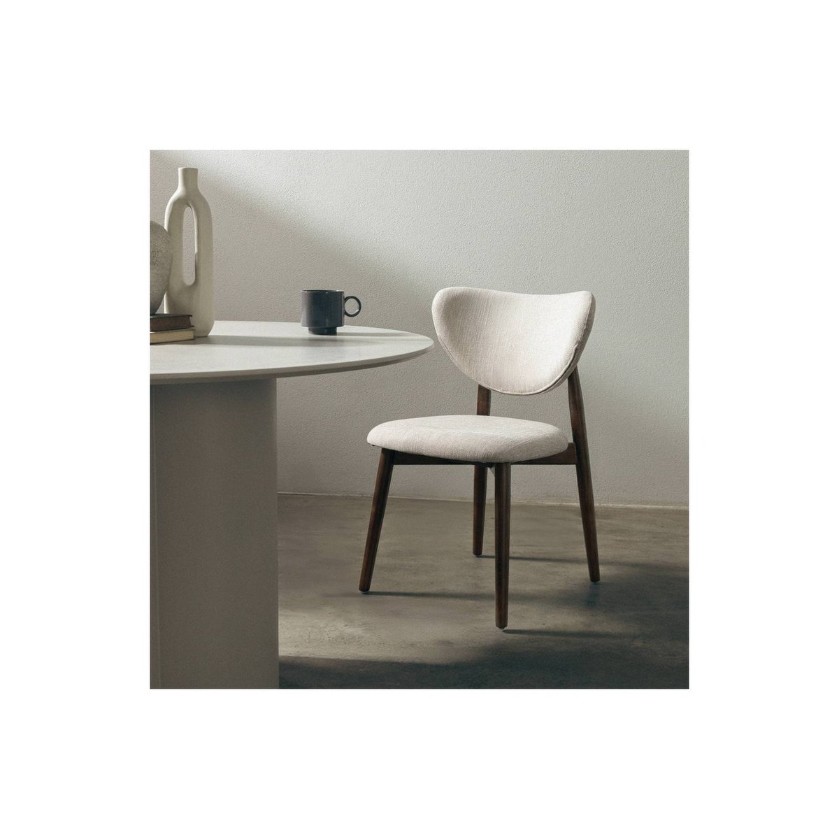 Chaise de salle à manger collection JULIETTE beige et noyer, RECOLLECTION