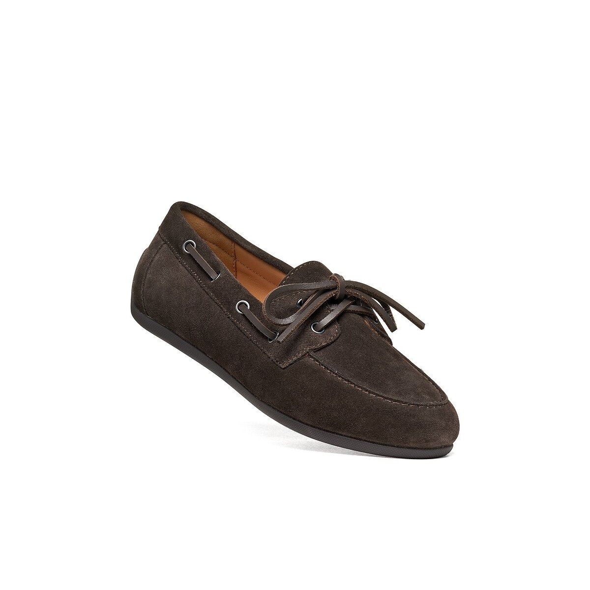 Chaussures bateau en cuir suédé, ADDISSE marron chocolat, GEOX