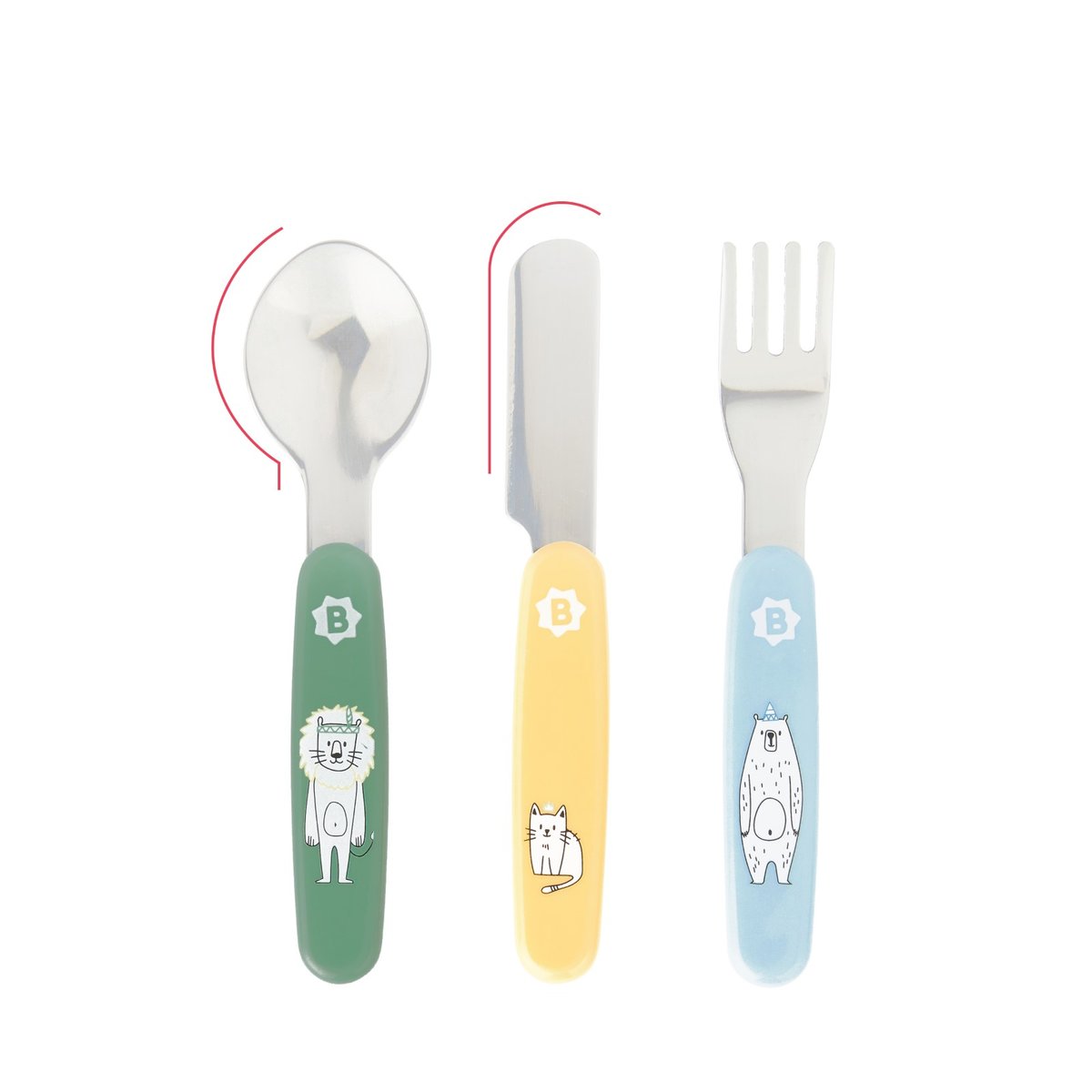 Couverts métal enfant pour repas autonomes gris, BADABULLE