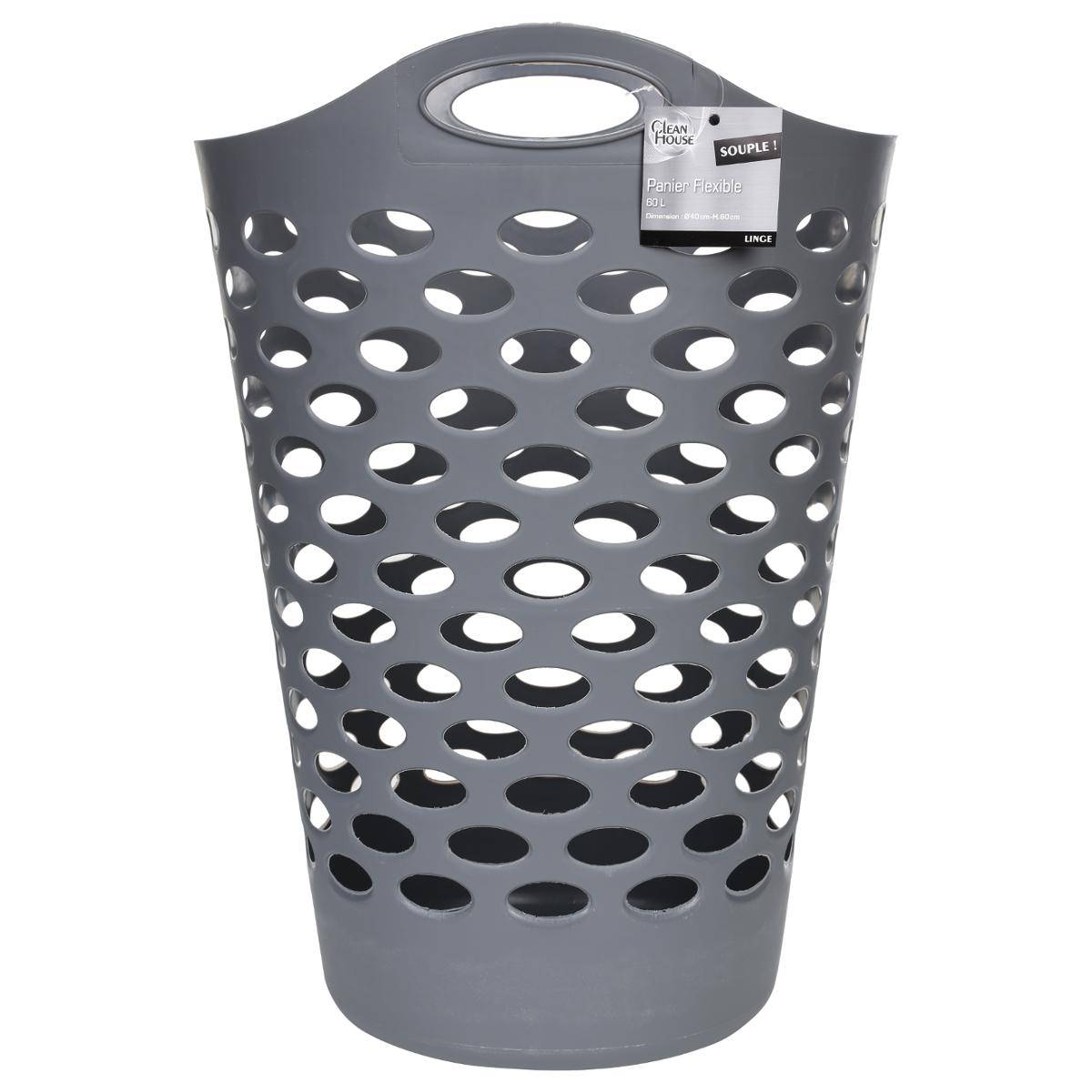 Corbeille à linge souple 60L gris, 5FIVE SIMPLY SMART