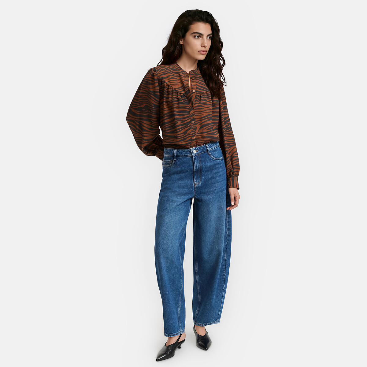 Zebra Print Long Sleeve Crew Neck Shirt zebra print, LA REDOUTE COLLECTIONS