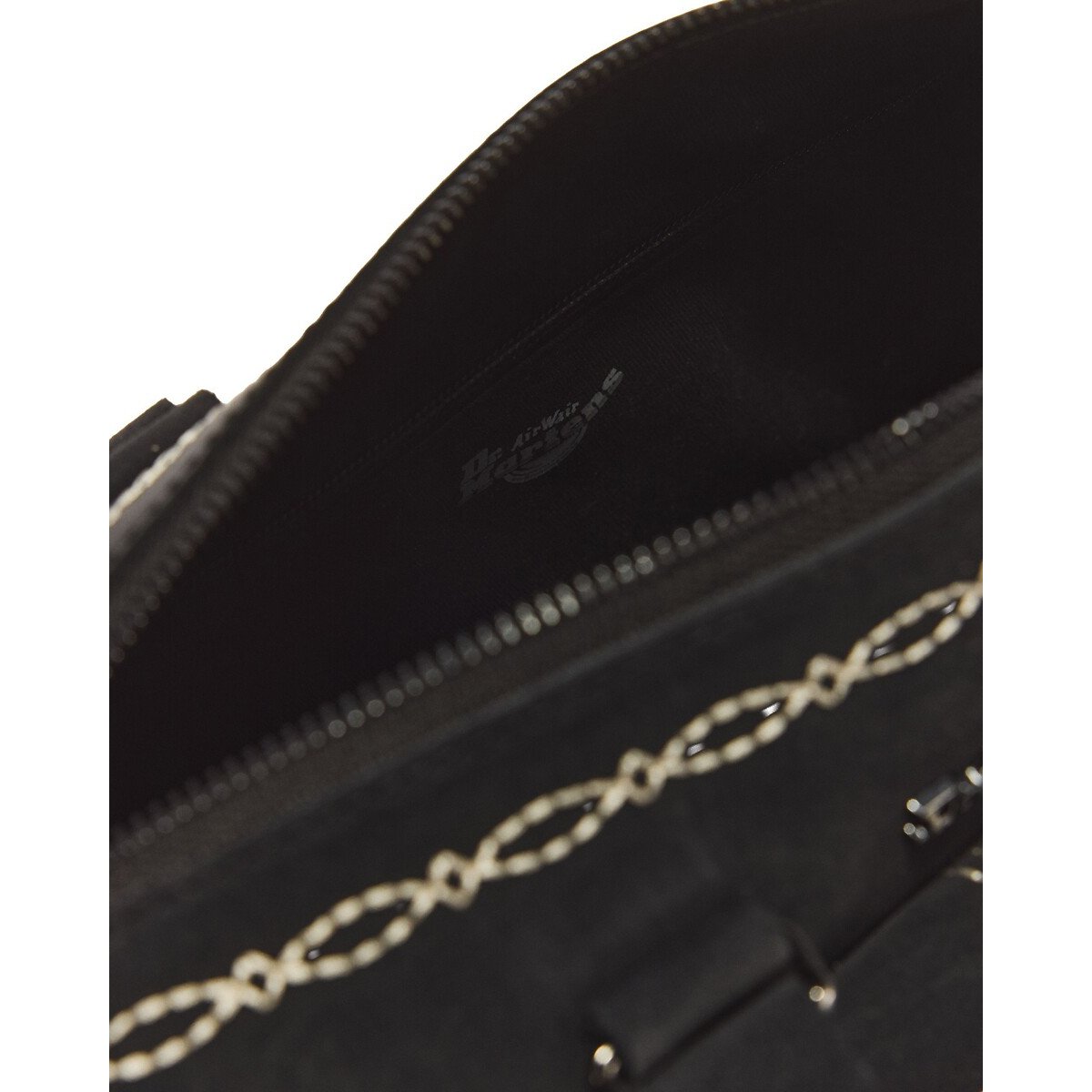 Sac à main en cuir avec anses noir, DR. MARTENS