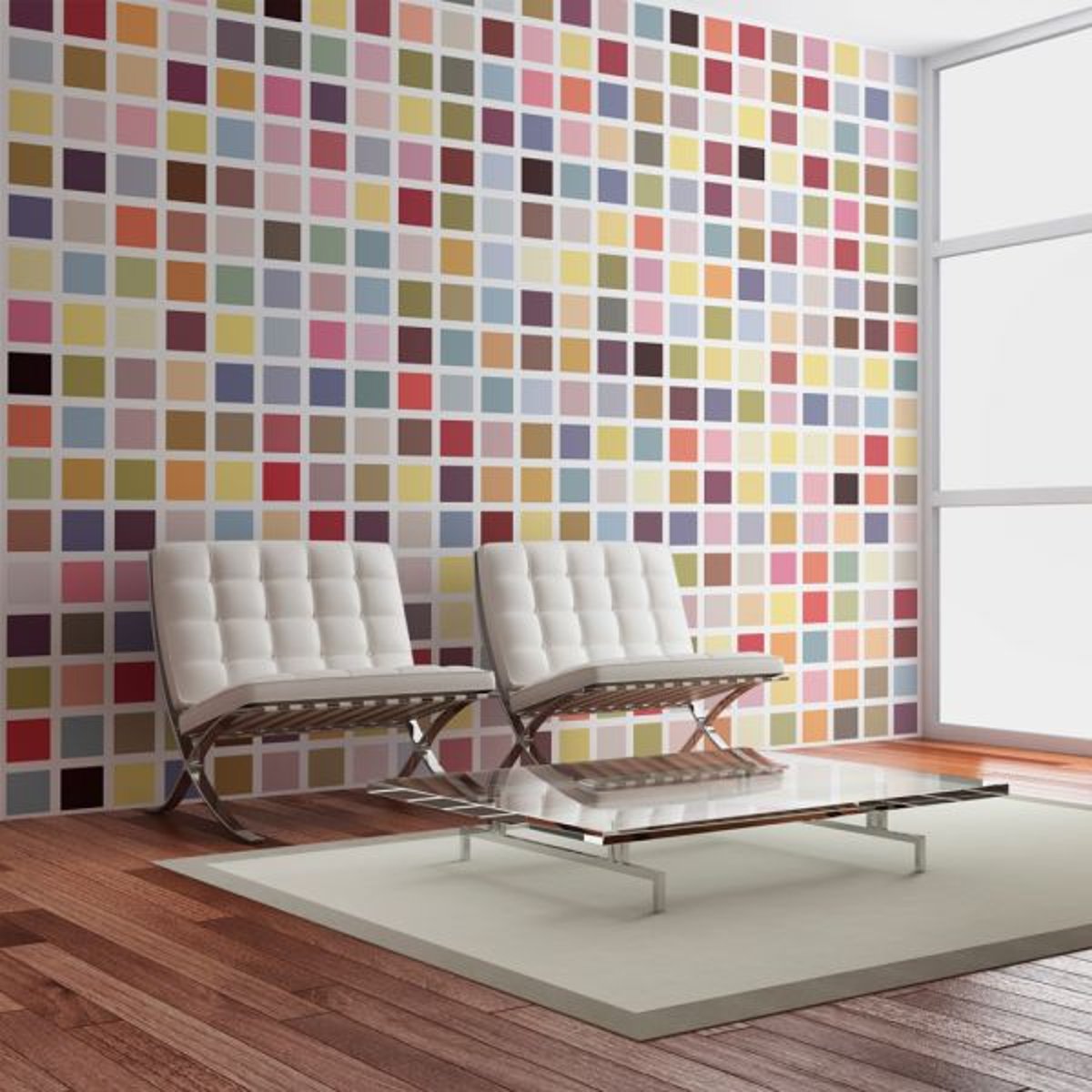 Papier peint intissé panoramique Mosaïque de couleurs multicouleur, EDEN