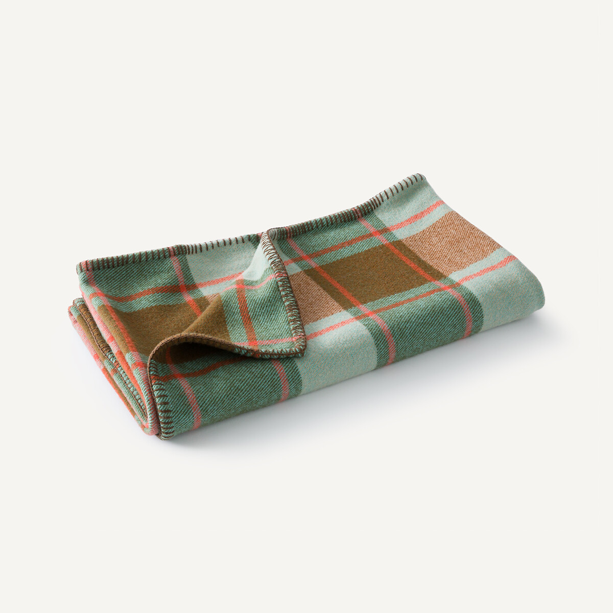 Plaid à carreaux en laine, Kaspi carreaux céladon, AM.PM