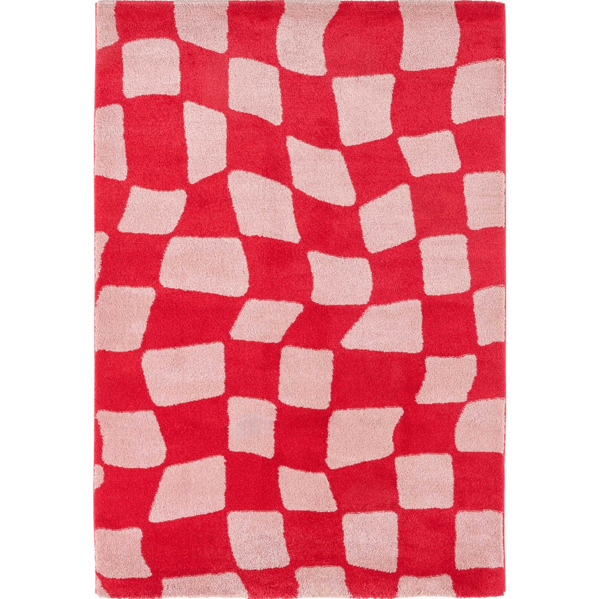 Tapis de salon vintage 70’s damier GROOVY rouge, NAZAR RUGS