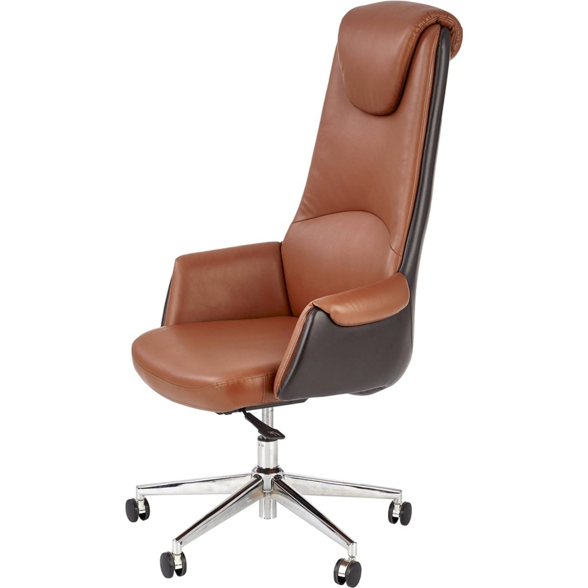 Fauteuil de bureau à haut dossier HOODUCH marron et argent, RECOLLECTION