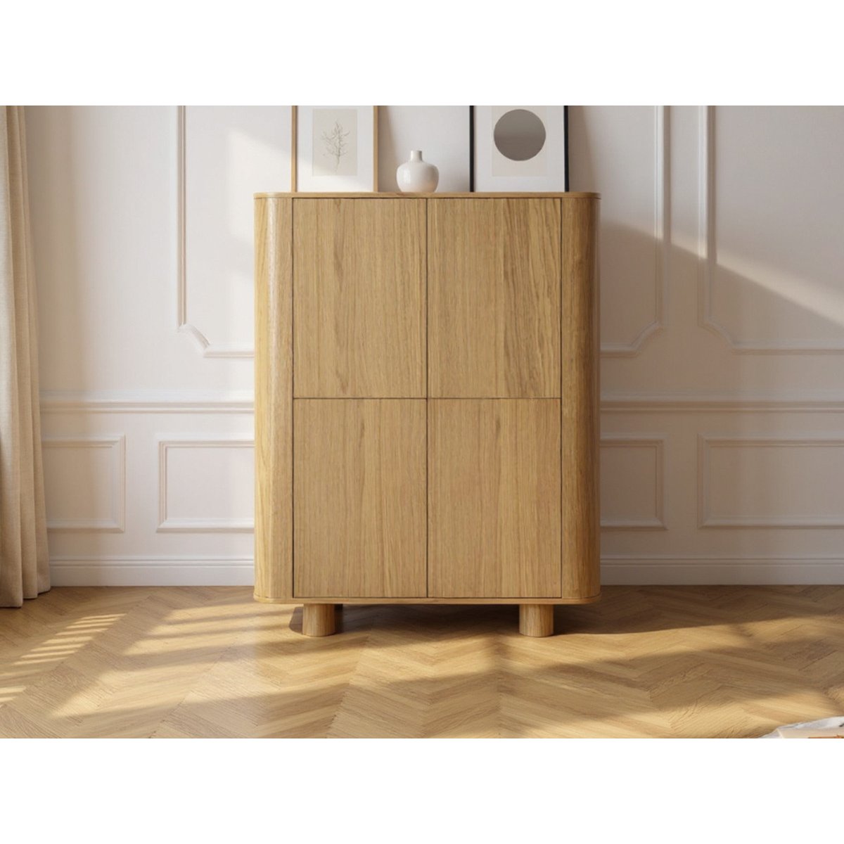 Buffet  en placage  portes 100 cm, MALO marron clair, BOBOCHIC