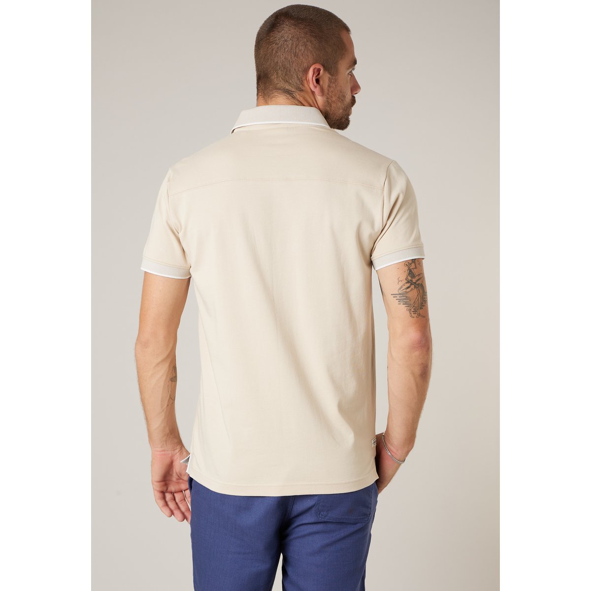 Polo homme en jersey de coton EAGLE light beige, DEELUXE