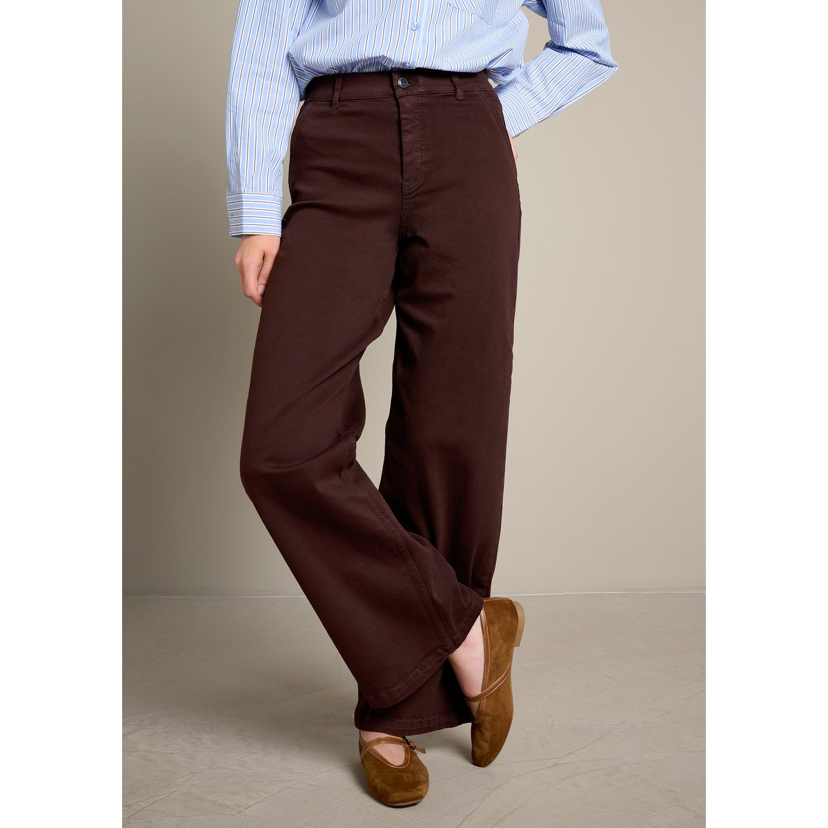 Pantalon multi-taille taille haute brown coffee, LOLALIZA