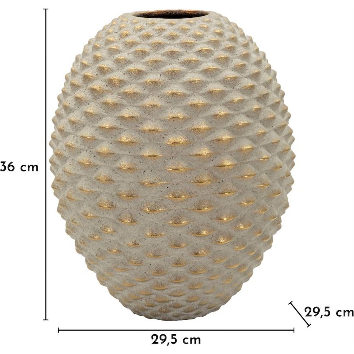 Vase boule en céramique relief bijou MODERN gris et doré, RECOLLECTION