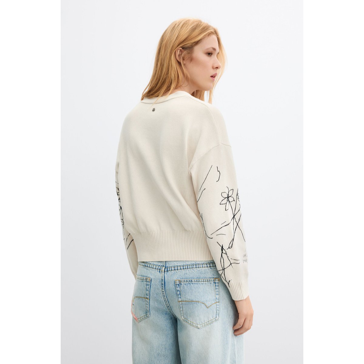 Cardigan à imprimé floral blanc, DESIGUAL