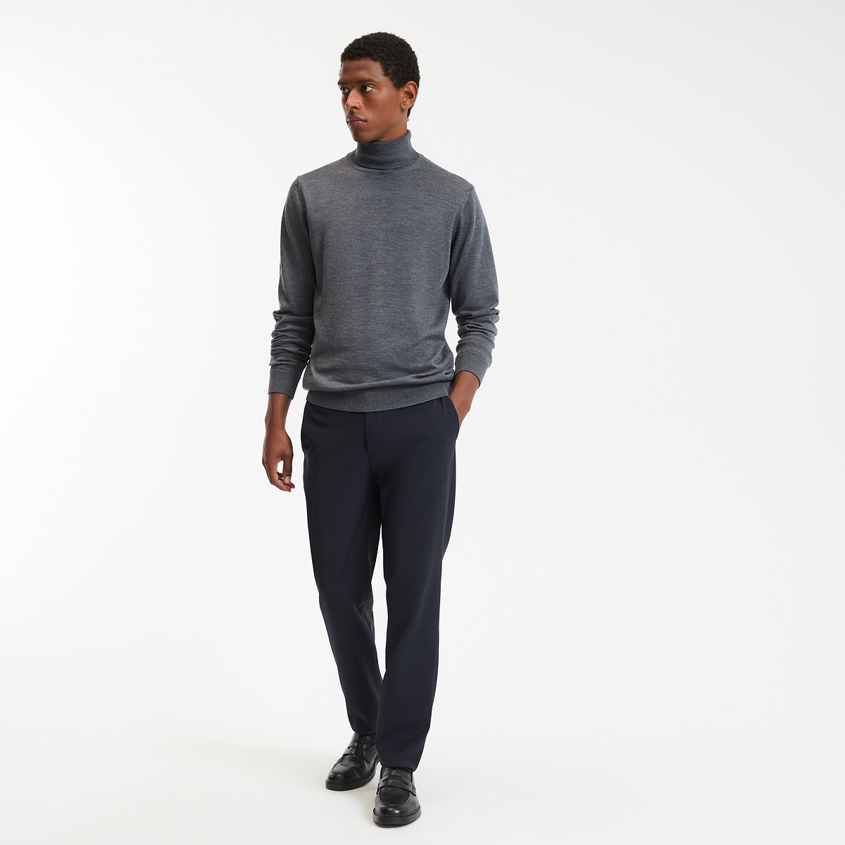 Pull col roulé mérinos, made in Europe gris chiné, LA REDOUTE COLLECTIONS
