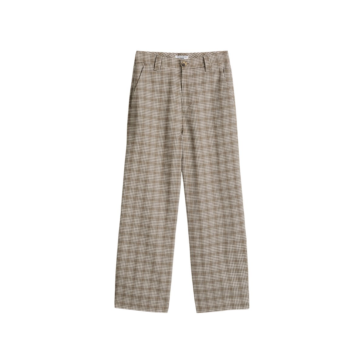 Pantalon à carreaux loose en mélange coton organique-lin dunkelbraun, MARC O’POLO DENIM