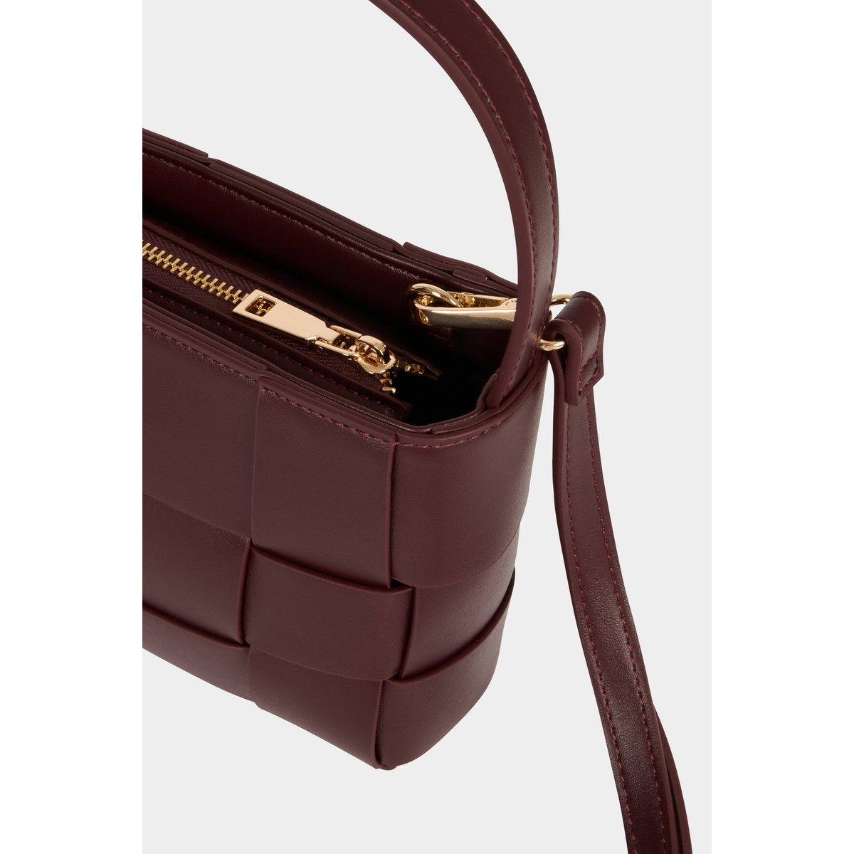 Sac tressé similicuir bordeaux, MORGAN