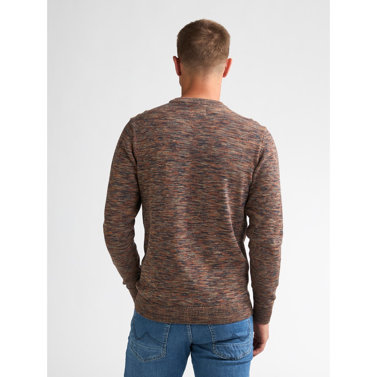 Pull col rond chiné stonegate marron saddle brown, PETROL INDUSTRIES