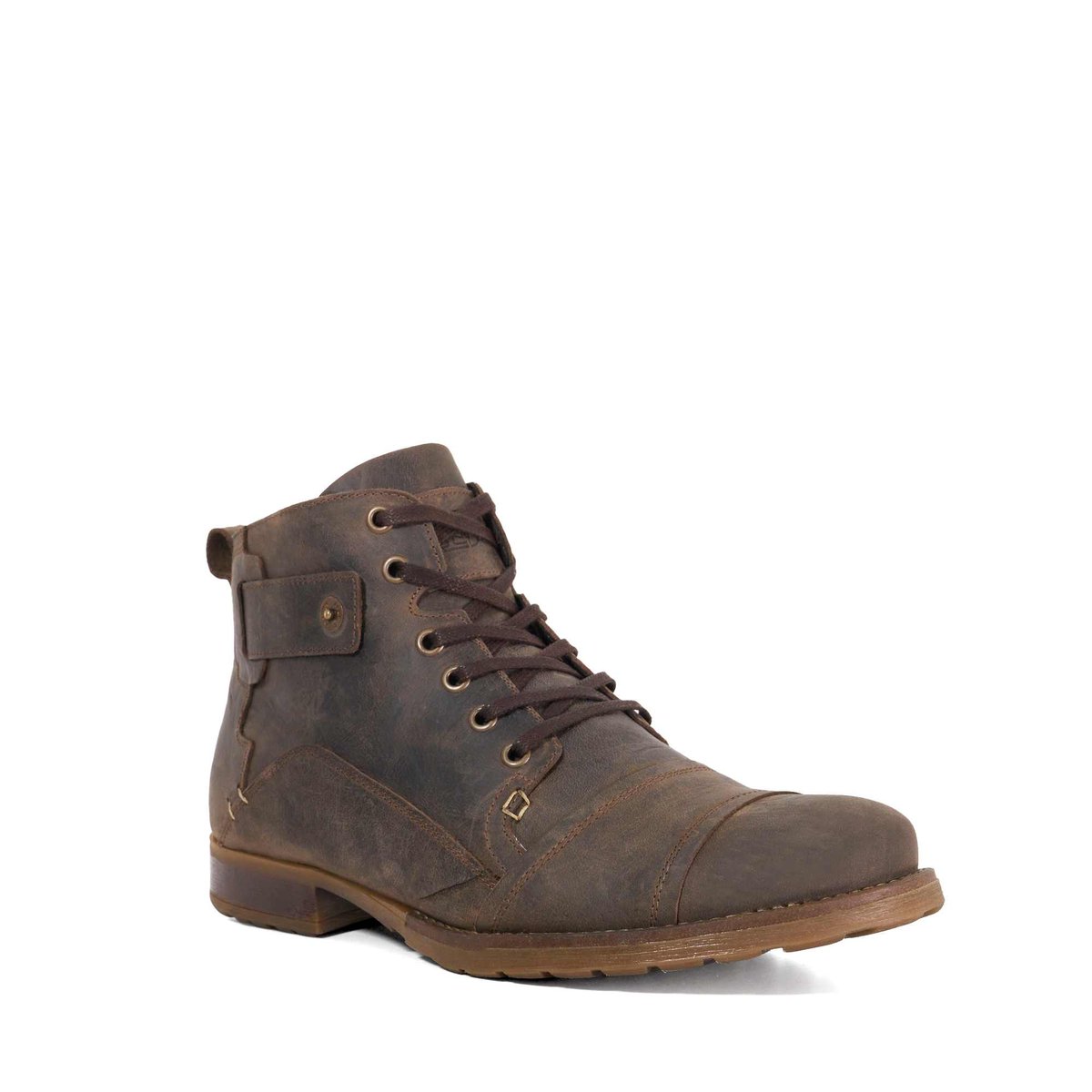 Bottines en cuir à surpiqûres à coupe large - SIMON Wide Fit dark brown-leather, DUNE LONDON
