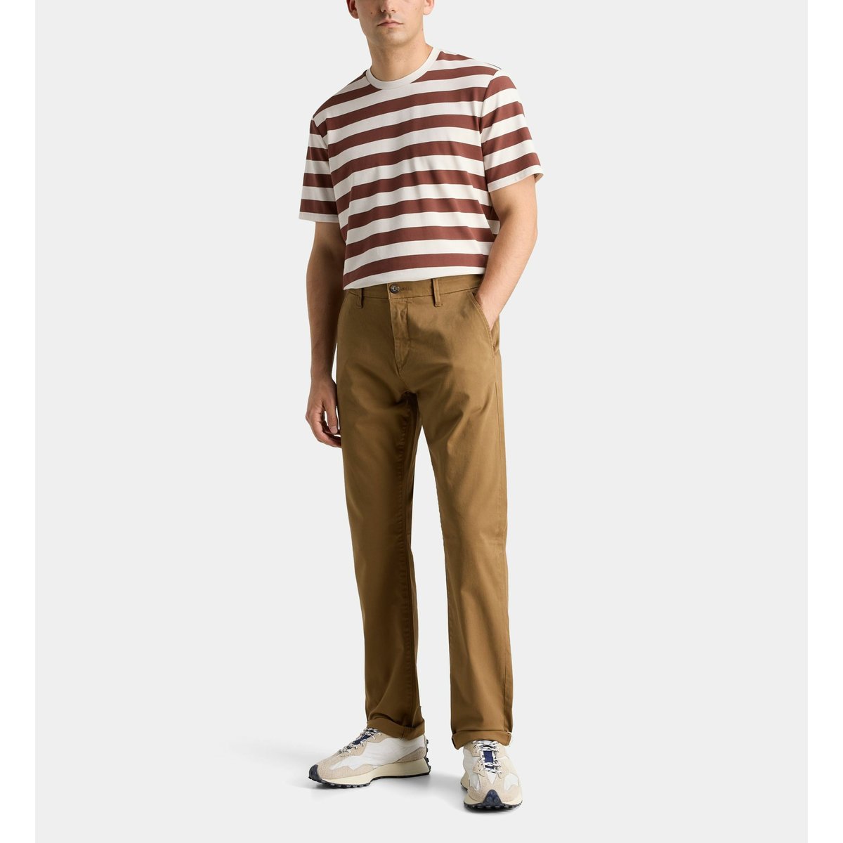 Pantalon chino kutdroit droit coton bio marron chesnut, GALERIES LAFAYETTE