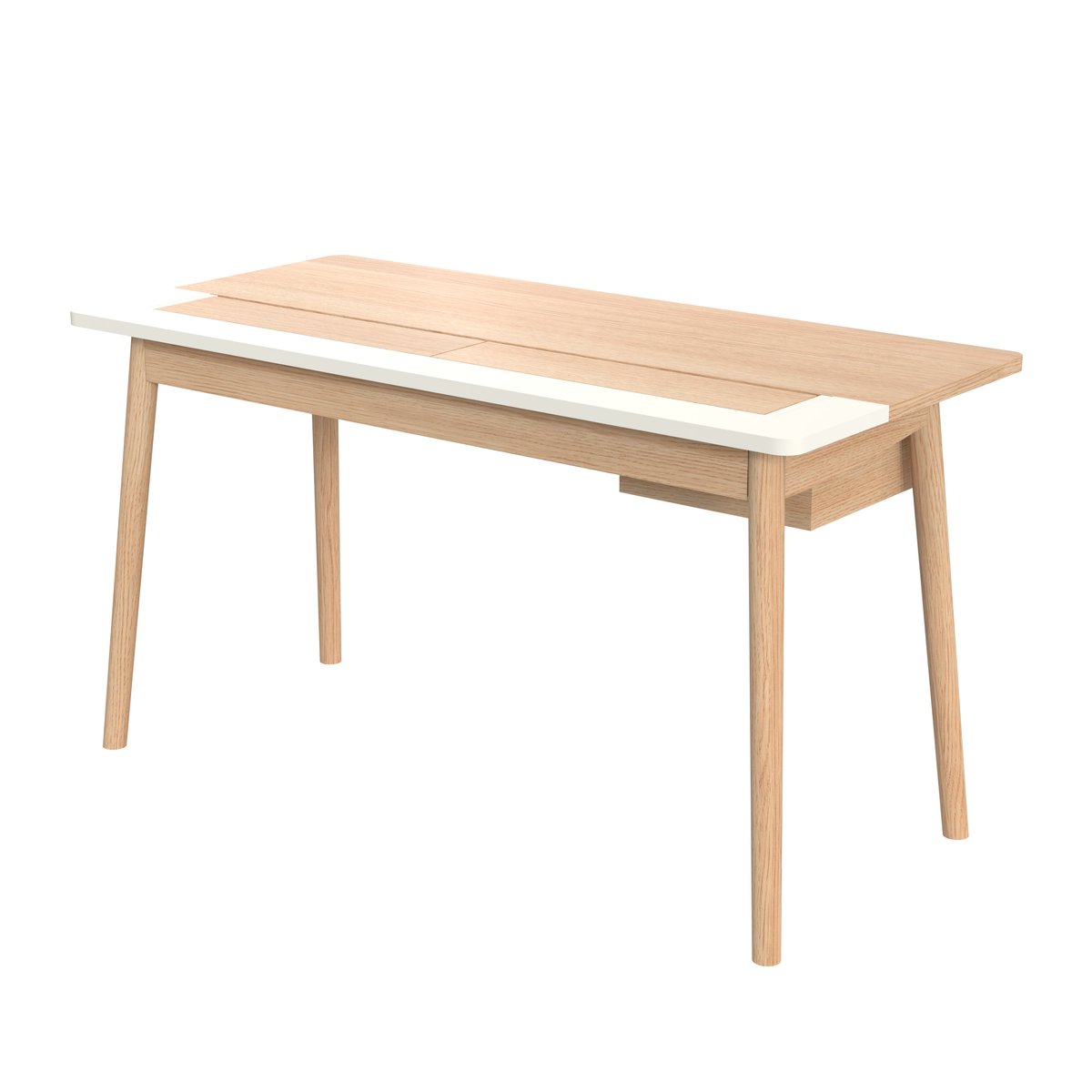 Bureau en chêne avec tiroir et pupitre, HONORÉ blanc, HARTO