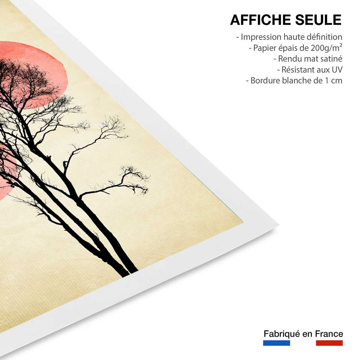 Affiche paysage Lune et soleil d'hiver affiche seule, HEXOA