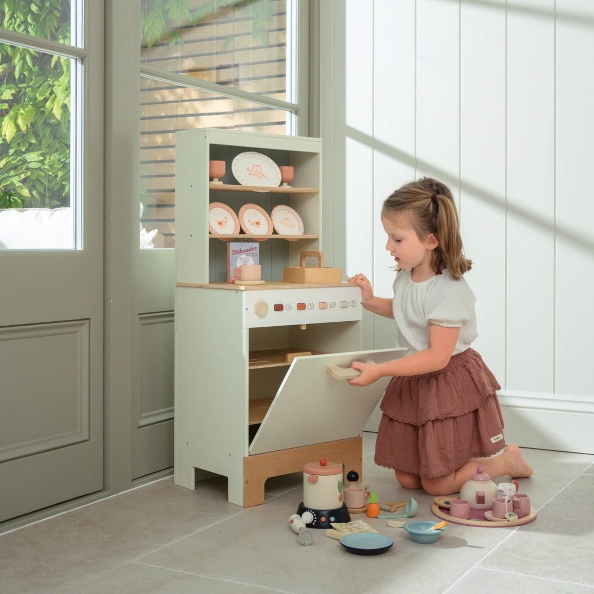 Buffet de cuisine et lave-vaisselle gris, TENDER LEAF TOYS