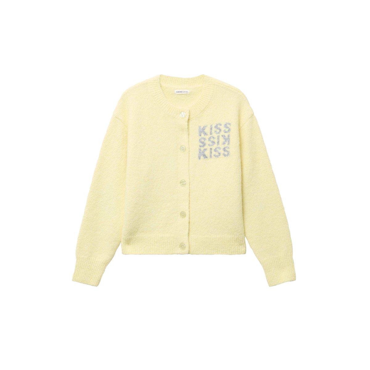 Gilet ample col rond manches longues jaune clair, CACHE CACHE