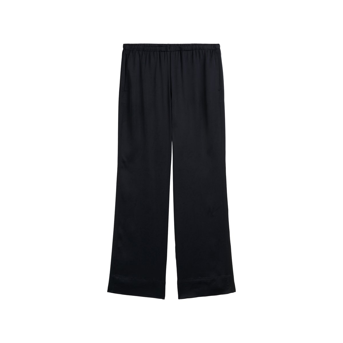 Pantalon en satin relaxed en viscose stretch fluide bleu foncé, MARC O'POLO