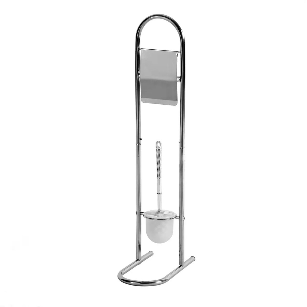 Dérouleur papier toilette et brosse WC métal chromé chrome/inox, WADIGA