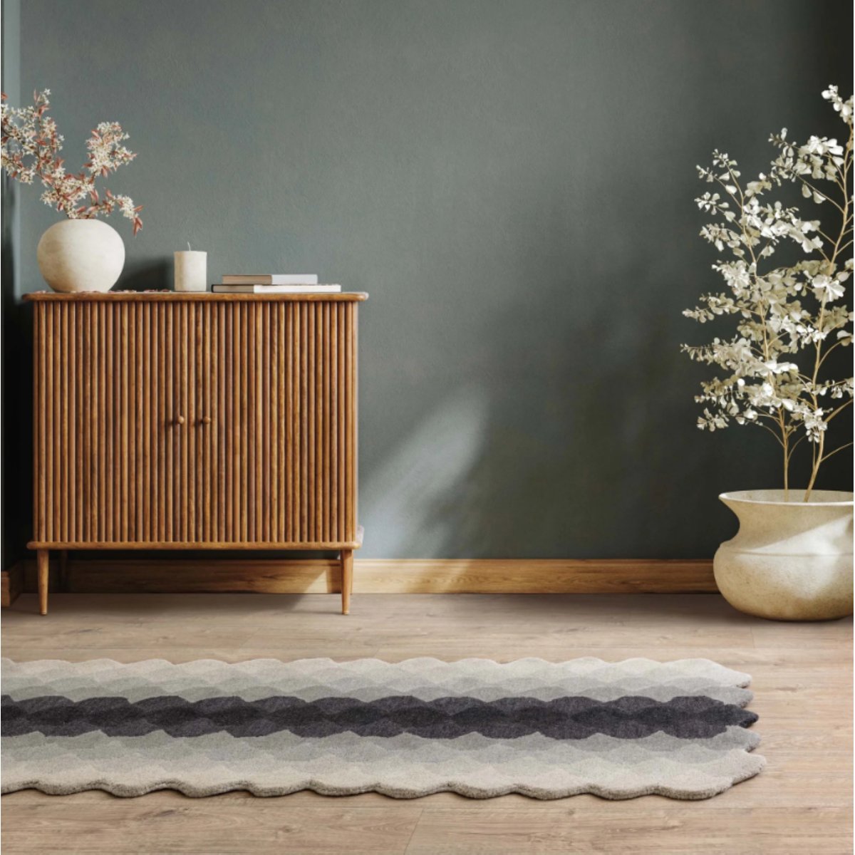 Tapis moderne tufté main en laine KERNEL noir, NOVATREND