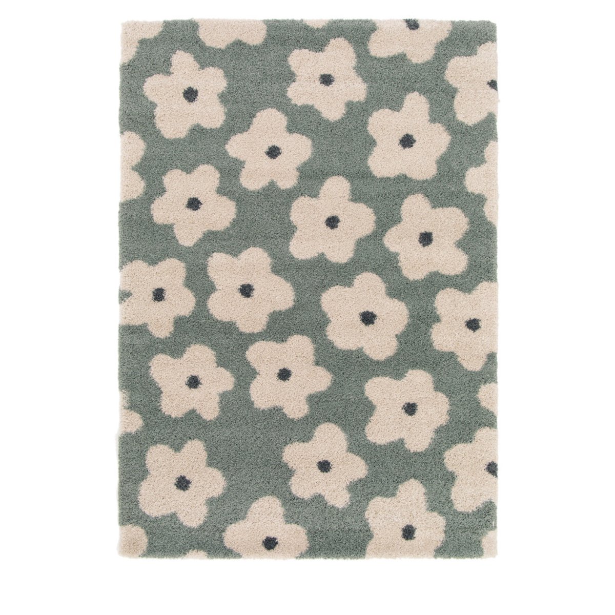 Tapis contemporain à motif floral- FLORA II vert de gris, DRAWER