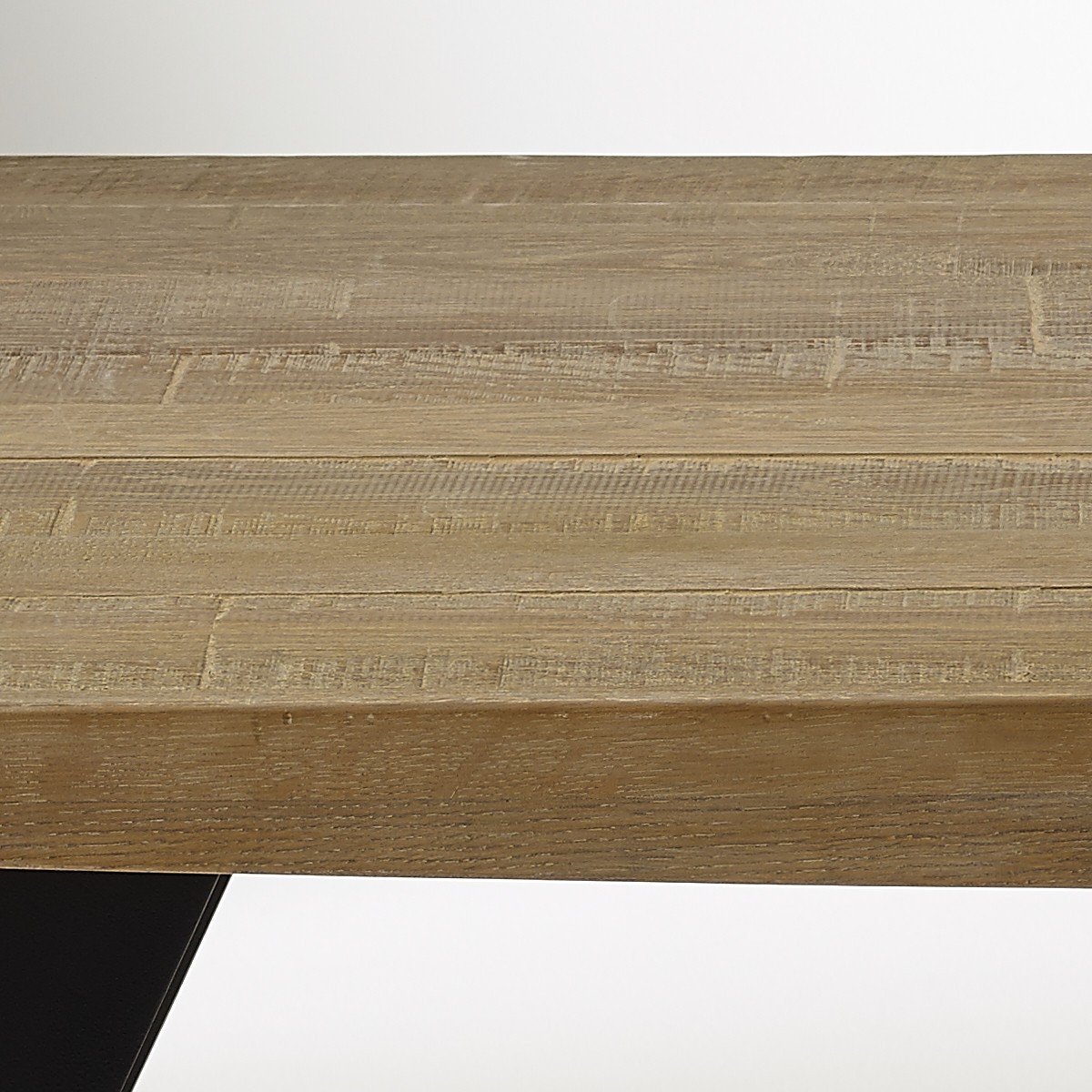 Table rectangulaire en chêne et métal, 8 couverts HECTOR noire, ROBIN DES BOIS