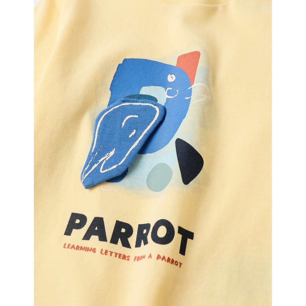 T-shirt en coton à manches longues avec imprimé perroquet jaune, ZIPPY