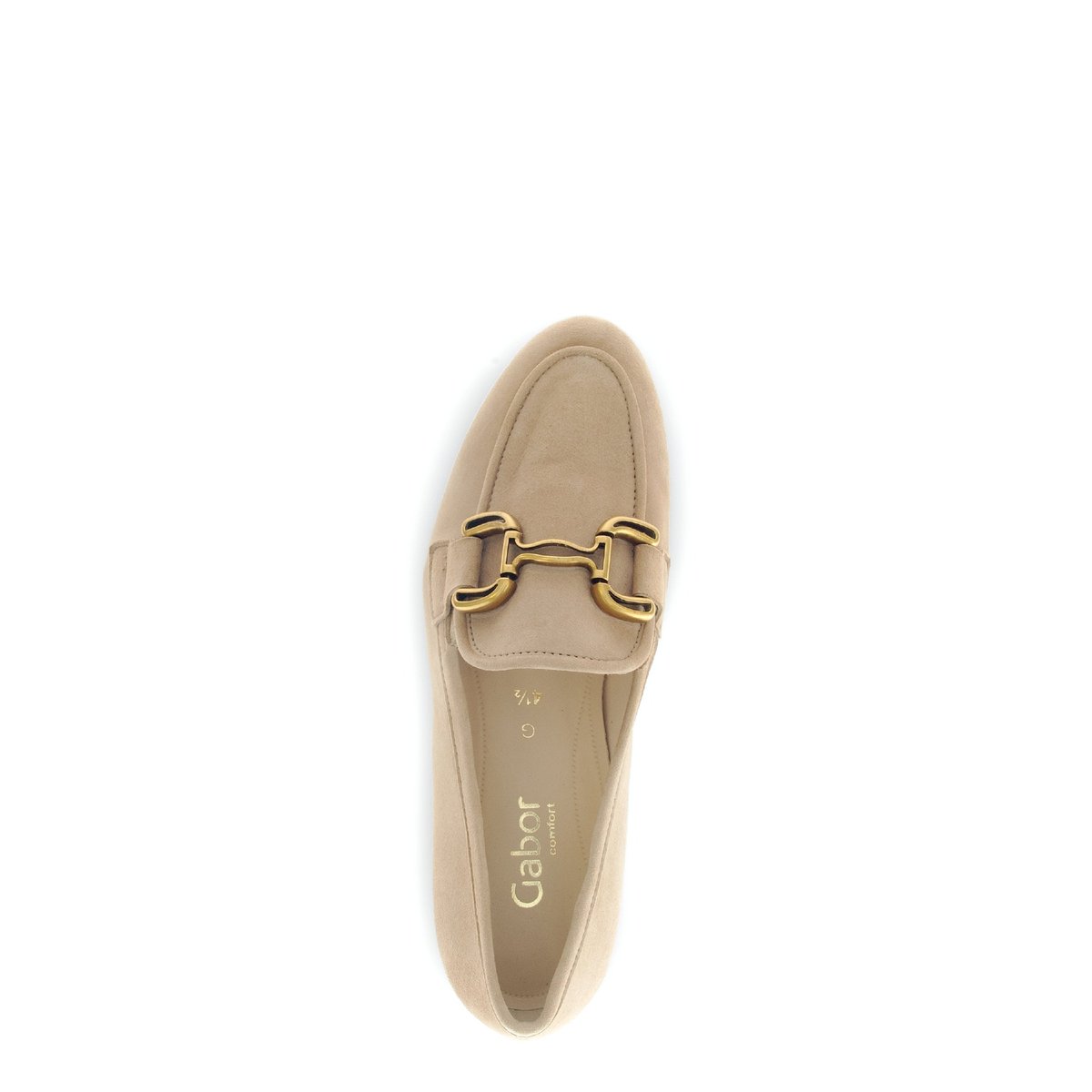 Mocassins en à talon décroché effet galvanisé beige velours, GABOR