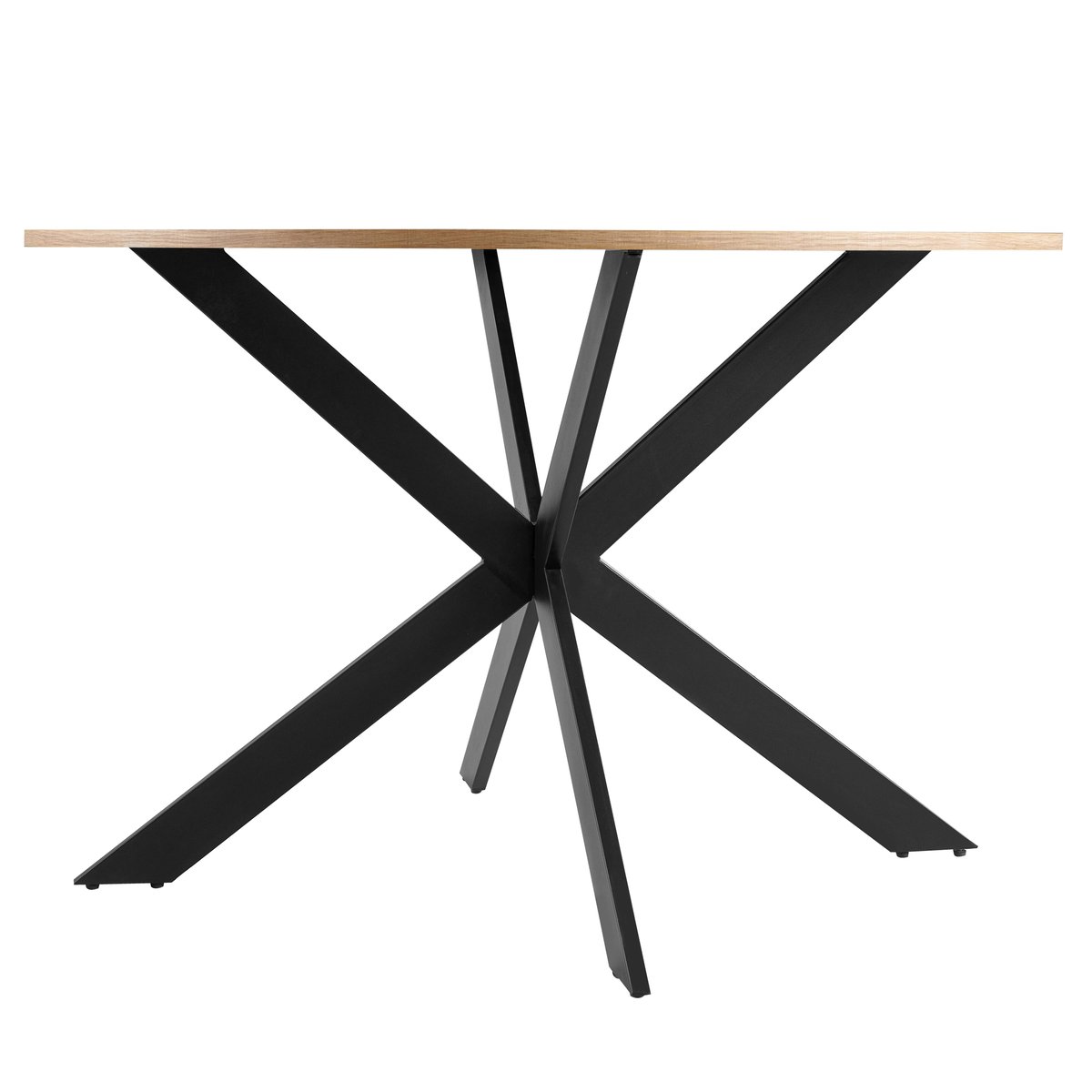 Table à manger ronde 120 cm en feuille de papier MDF, MARCIA marron, OVIALA