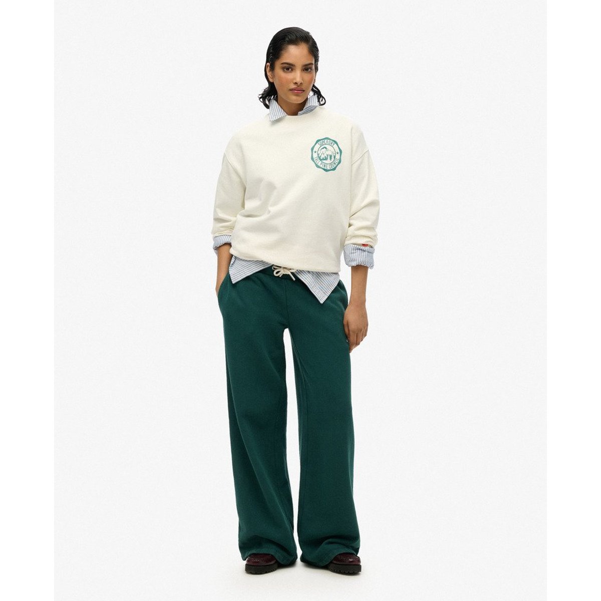 Pantalon de survêtement large Essential Logo vert pinède foncé, SUPERDRY