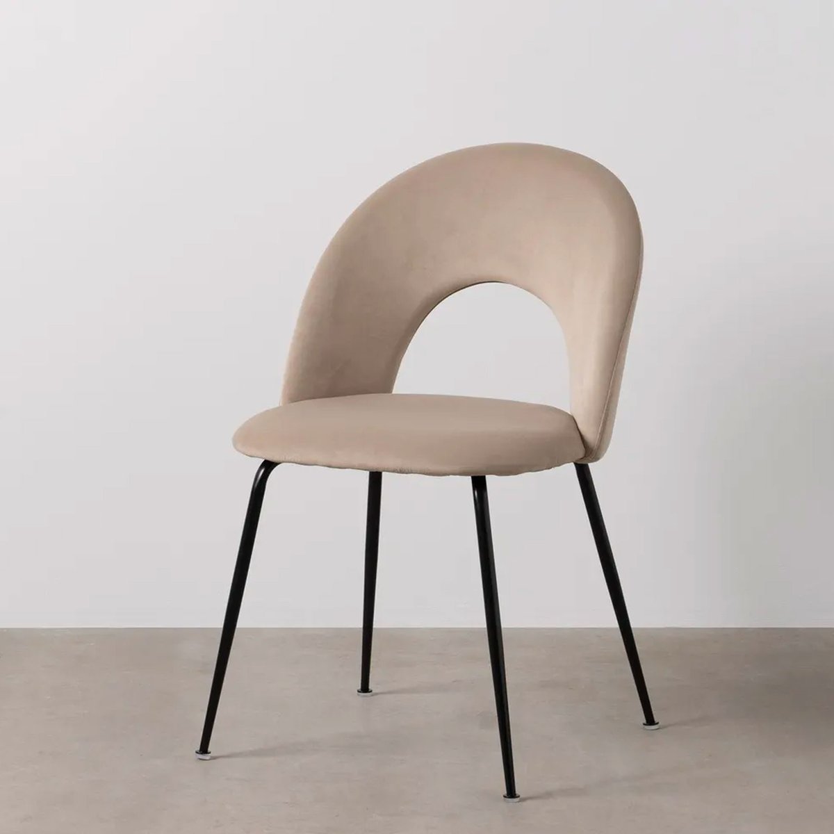 Chaise en velours beige et métal noir 49x60x81cm vert, WADIGA