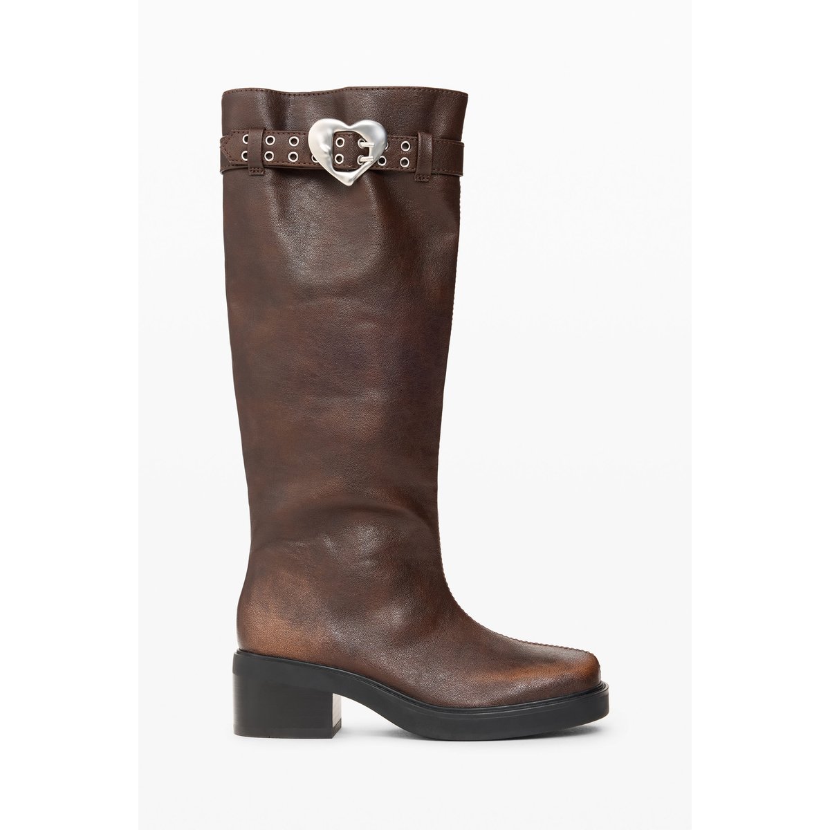 Bottes plates effet cuir marron, DESIGUAL