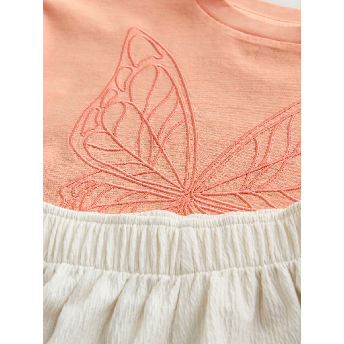 Ensemble t-shirt et short texturé papillon orange/crème, NEXT
