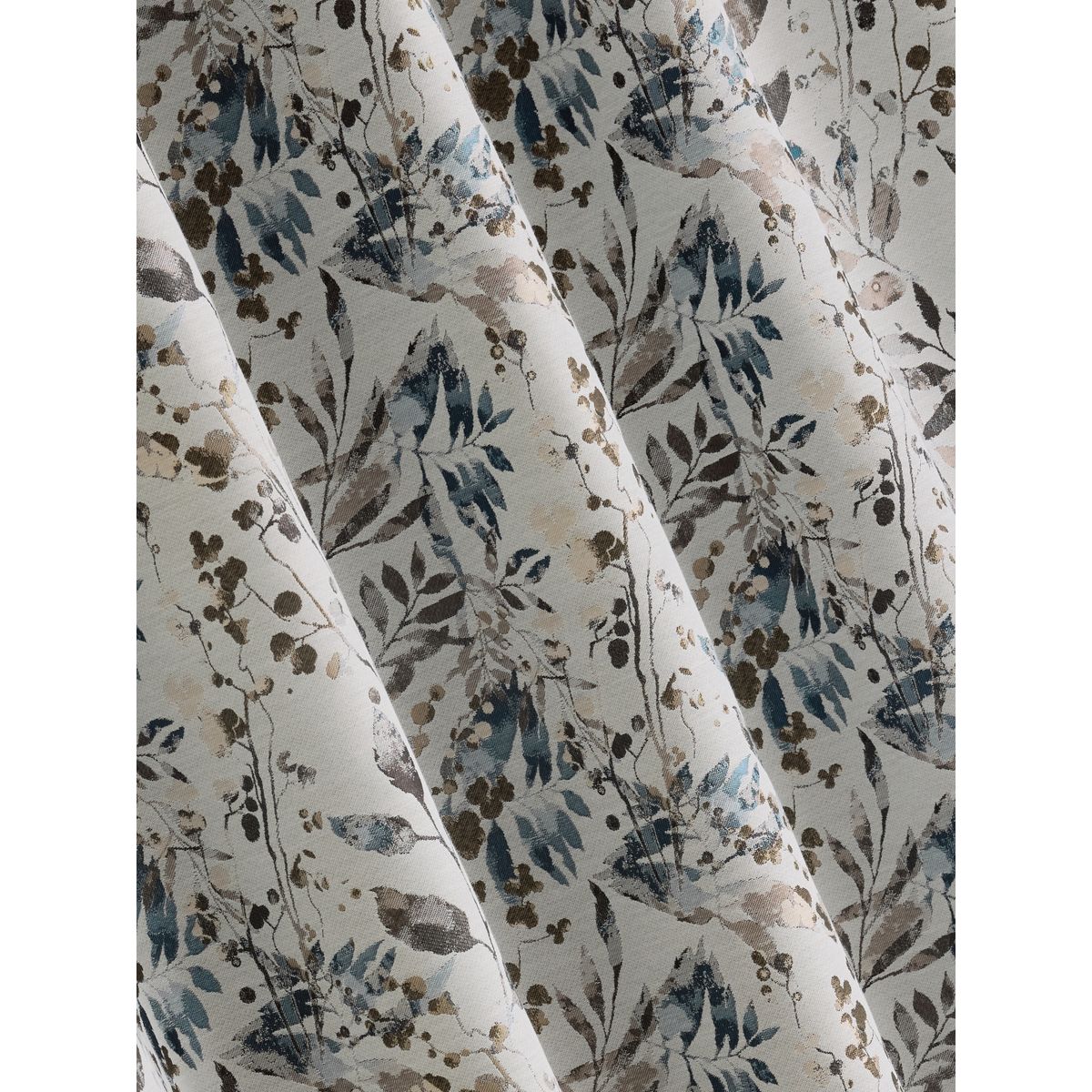 Rideaux en jacquard à œillets honesty leaf bleu/marron, NEXT