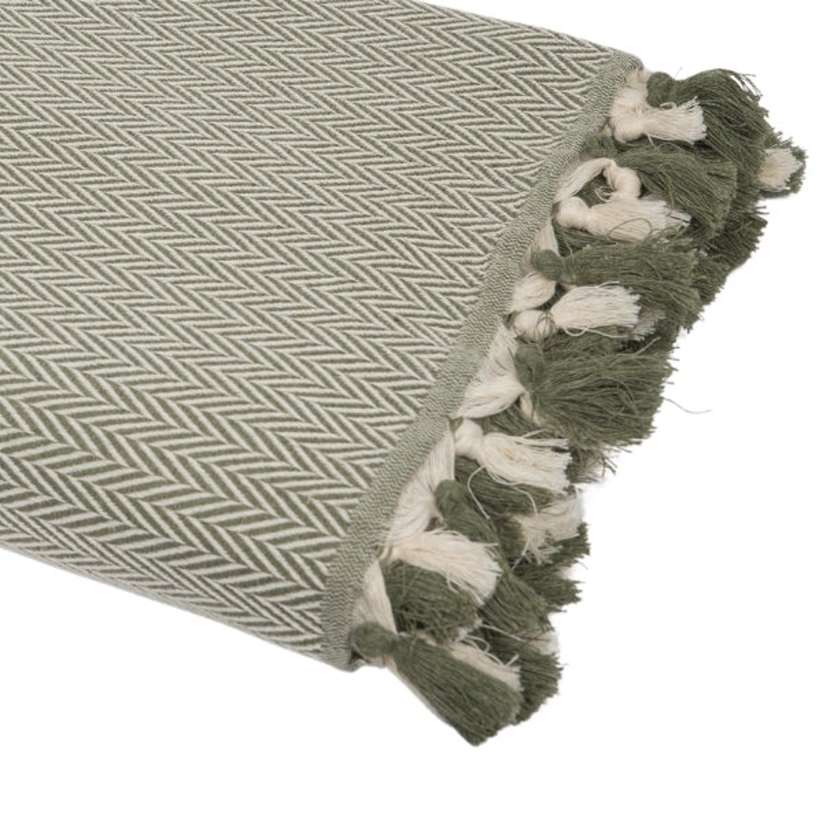 Plaid coton MEGEVE vert olive, FEBRONIE