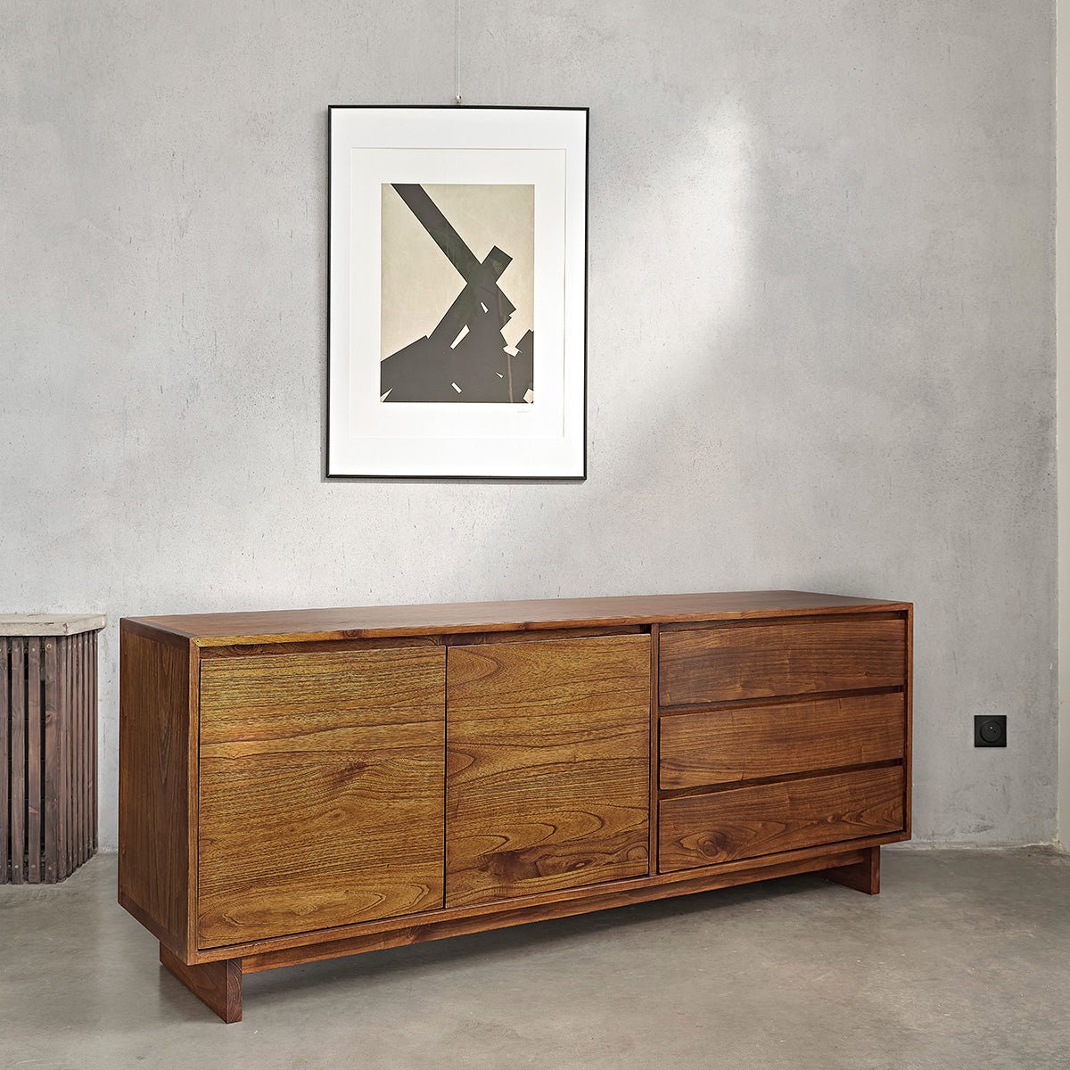 Commode en bois massif finition noyer 180 cm  MILO marron, BERAH GETAH