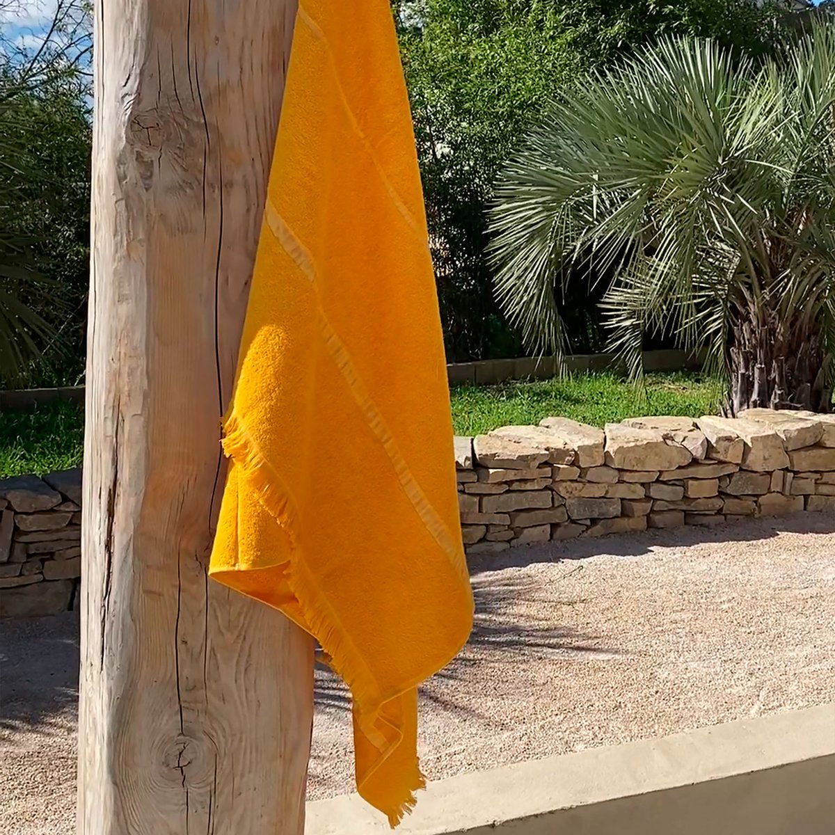 Fouta éponge en coton, TOUT SIMPLEMENT PLAGE jaune, BLANC CERISE