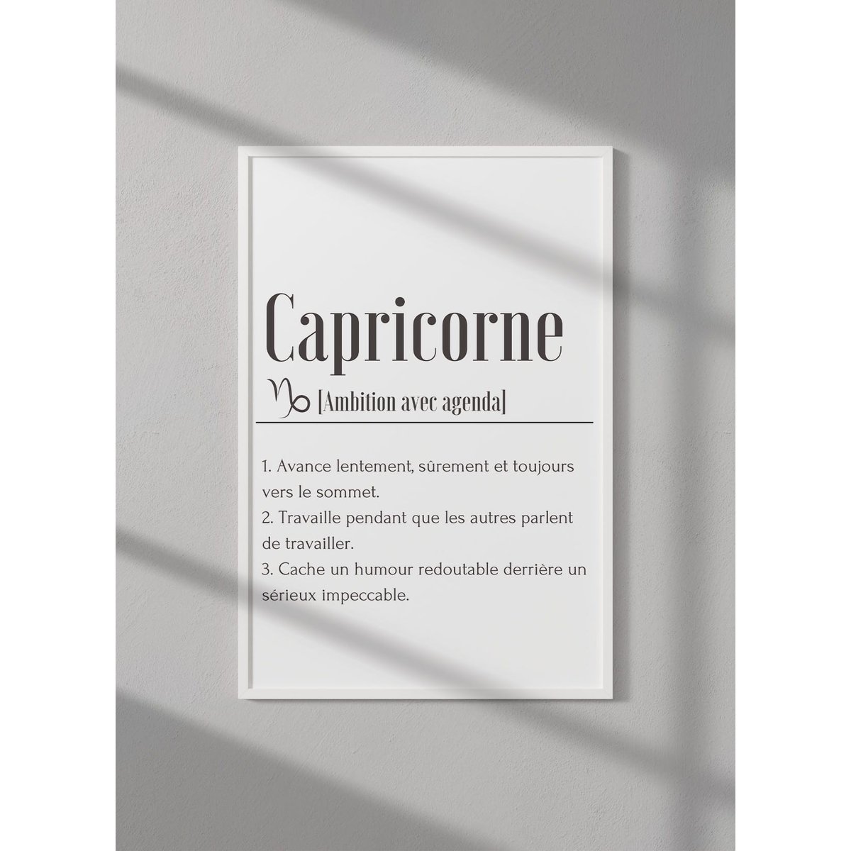 Affiche Définition Capricorne blanc, L'AFFICHERIE