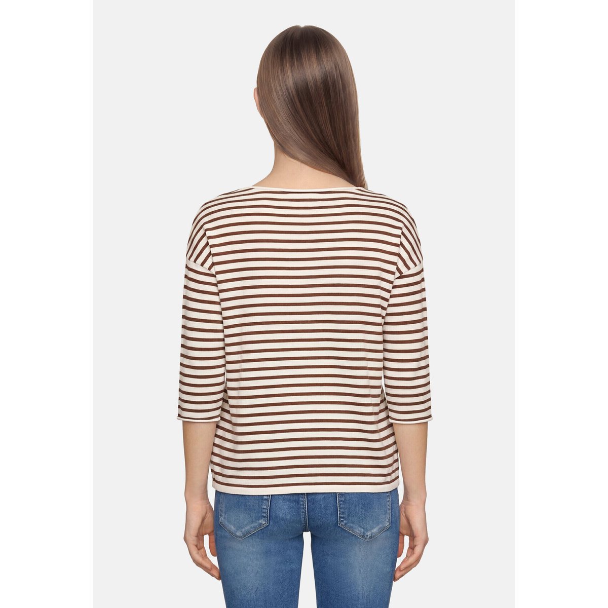Pull-over en maille à encolure bateau patch cream/brown, BETTY BARCLAY