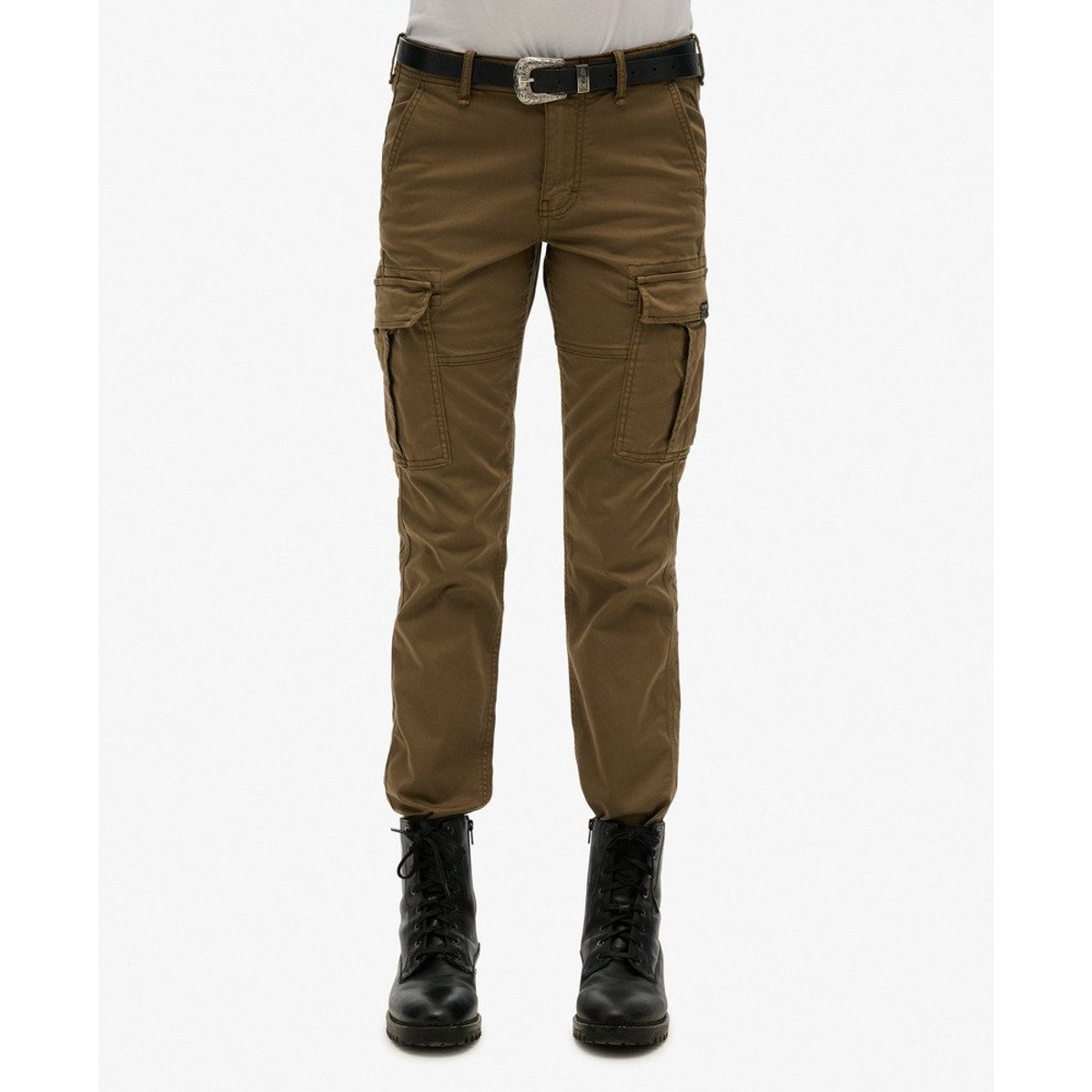 Pantalon cargo slim à taille mi-haute kaki, SUPERDRY
